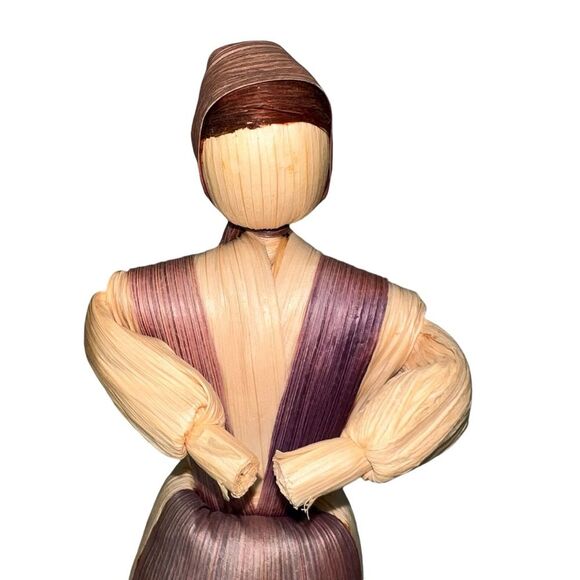 2 Corn Husks Dolls Women Vintage Natural Primative - Picture 2 of 14
